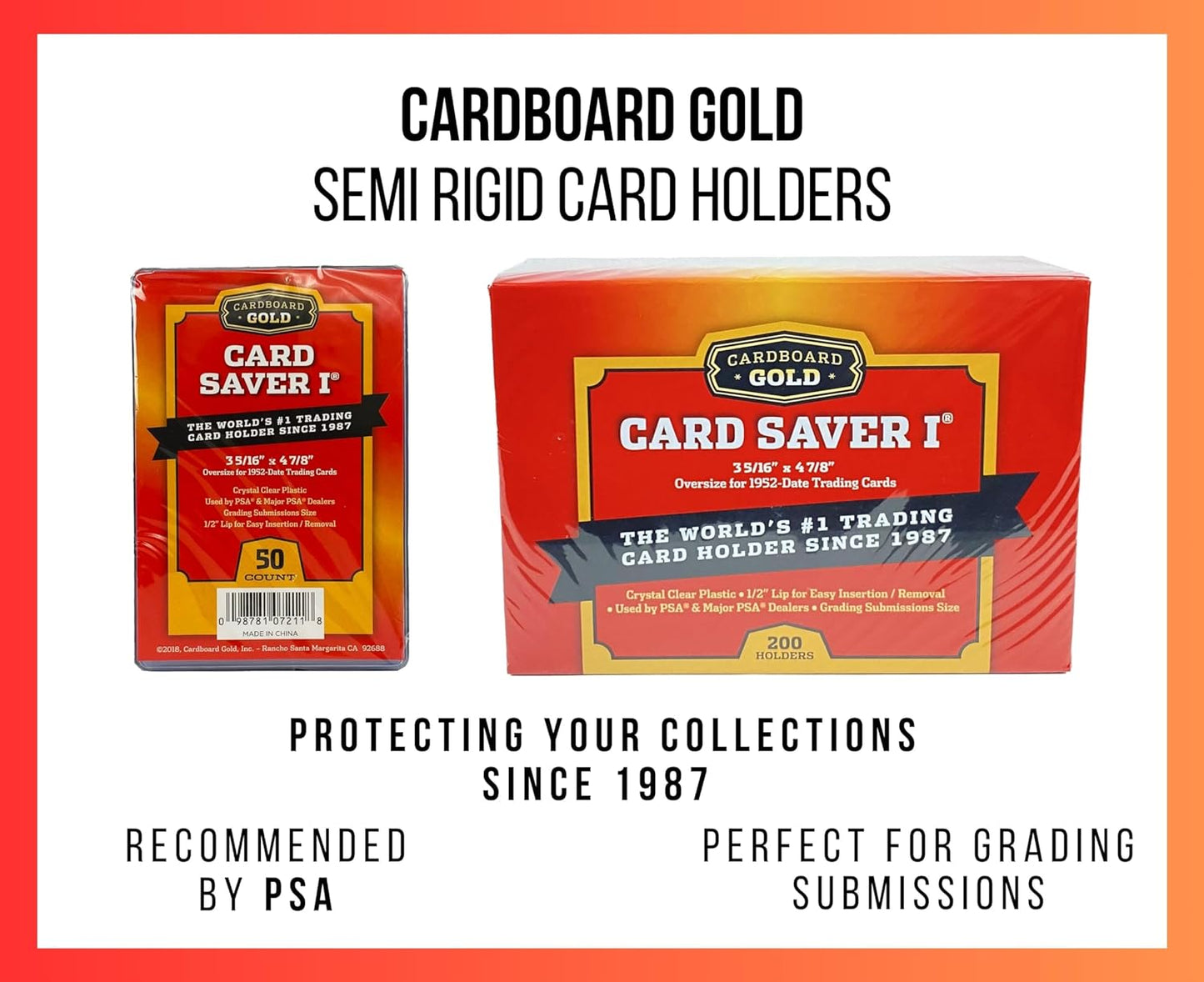 Cardboard Gold Card Saver 1 - semi rigid card holders - (50 pieces)