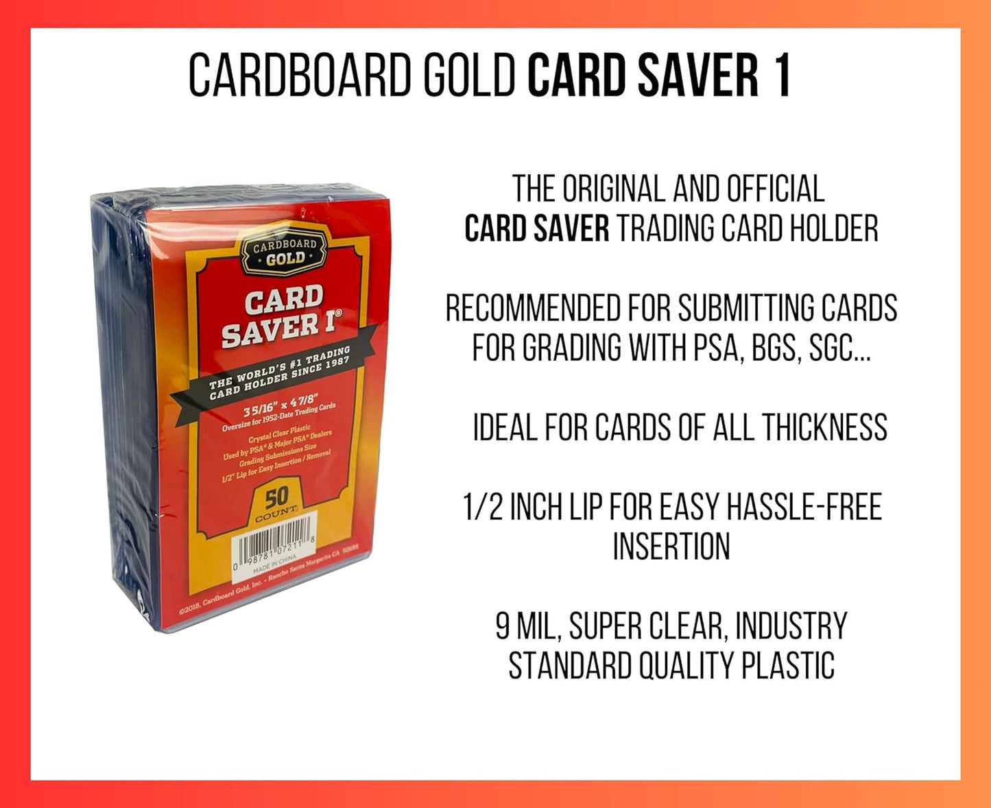 Cardboard Gold Card Saver 1 - semi rigid card holders - (50 pieces)
