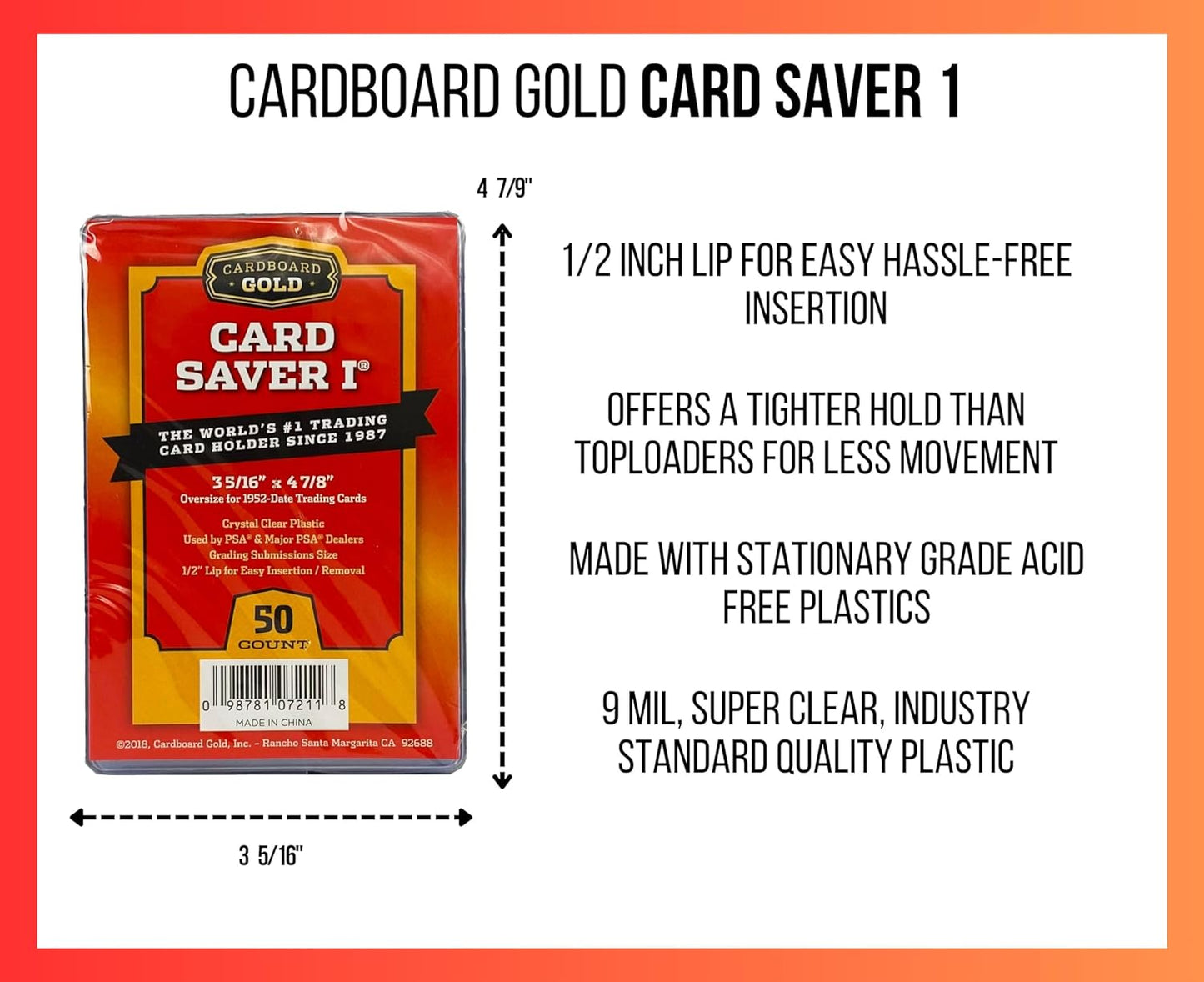 Cardboard Gold Card Saver 1 - semi rigid card holders - (50 pieces)