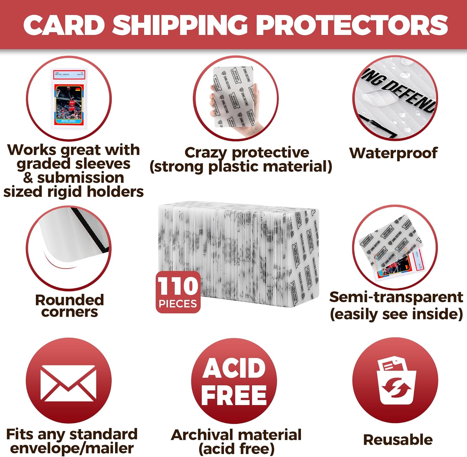 Ding defend - PSA slab Protectors Trading Cards - 110 Pack - 4'' x 6''
