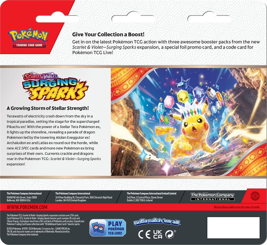 Pokémon TCG: Surging Sparks 3-Pack Booster Blister